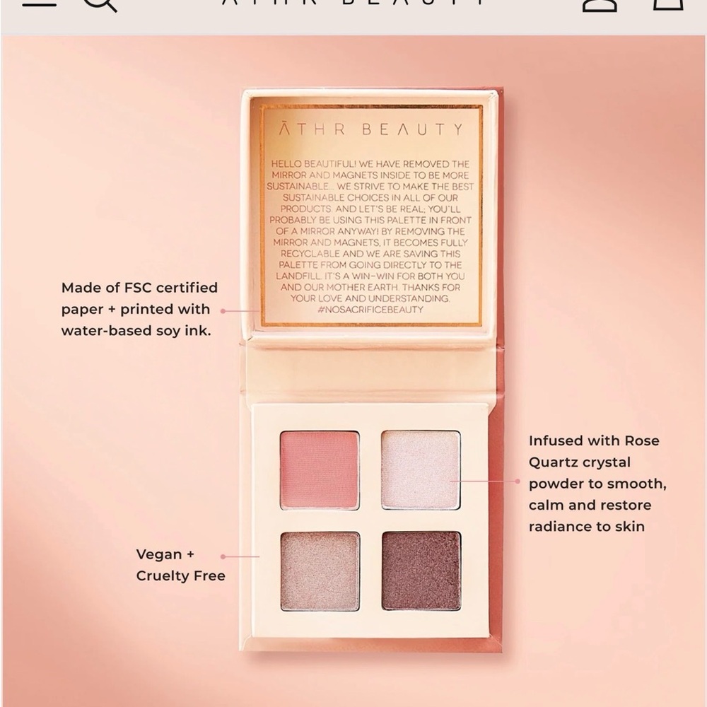 ATHR Beauty Pink Neutral Eyeshadow Quad - Soft Rose & Shimmer
